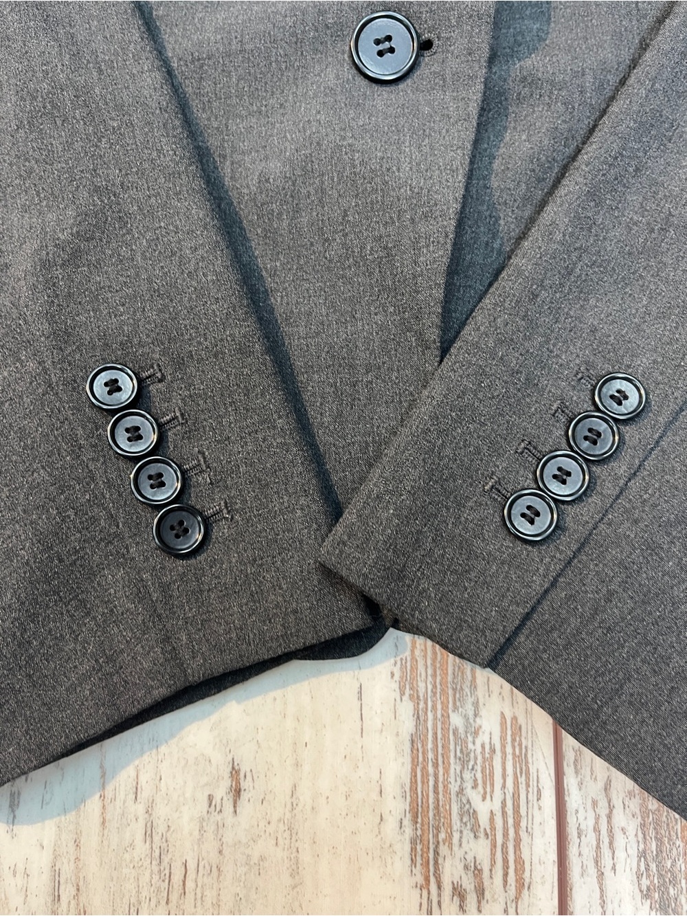Ann Taylor Tailored Blazer Womens 12 Charcoal Gray Single Button Pinstripe - Picture 5 of 13